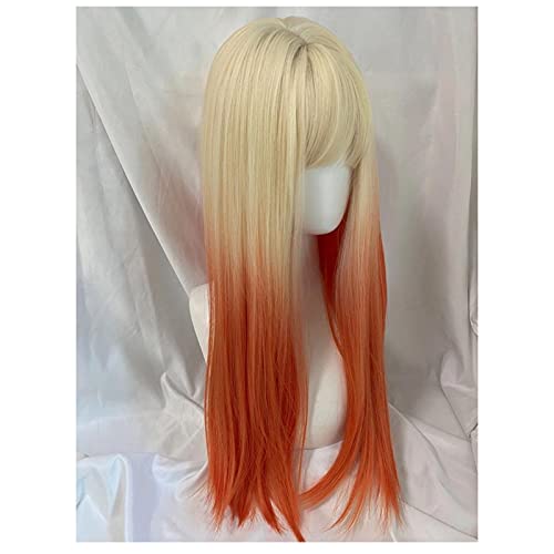 Damenperücken Haarersatz Perücken Lange Haarperücken □ for Frauen natürliche Terrass-Haarperücken mit Bang-Orange-Gradientenperücke for Party Cosplay oder Täglich (18 Inch) Perücke für Mode von FFNUM