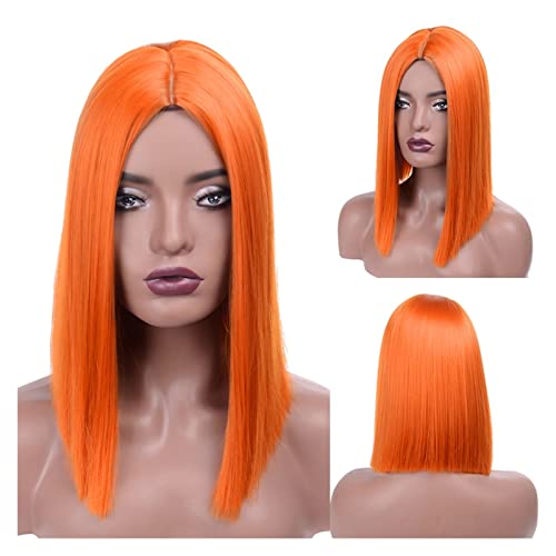 Damenperücken Haarersatz Perücken Perücke Glatt Schwarz for Damen Mittelteil Rot for Lolita Cosplay Party Naturhaar Perücke für Mode (Color : 02) von FFNUM