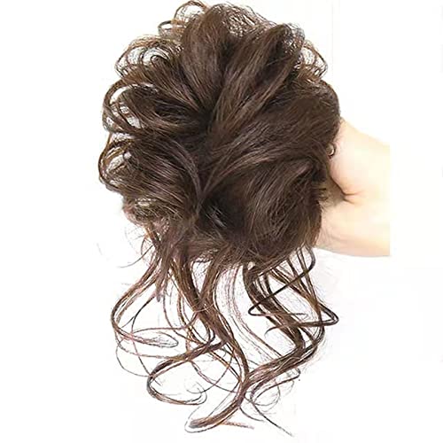 Haargummi Verlängerung 3 STÜCKE Frauen Haarnadeln Elastische Scrunchy Falsche Haarteile Synthetisches Haarknoten Chignon Messy Curly Hair Band Easy Scrunchies Haarteil ( Color : 3-Light brown , Size : von FFNUM