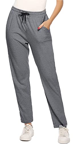 FGFD&OU Jogginghose Damen Sporthose Baumwolle für Frauen Sweathose Jogging Hose Mädchen Trainingshosen Slim Fit Jogger Sweatpants Lang Freizeithose Laufhosen für Damen (Tiefgrau, XL) von FGFD&OU