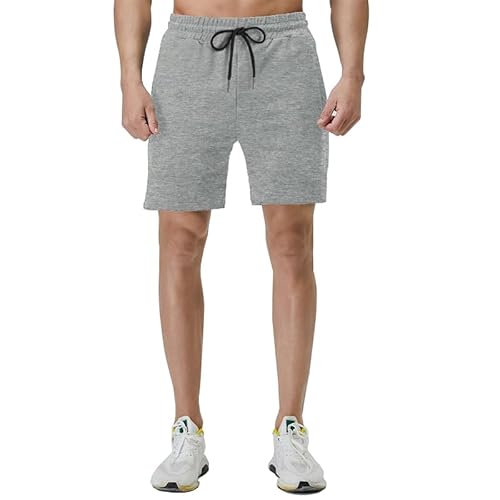 FGFD&OU Shorts Herren Baumwolle Kurz Hosen Jogginghose Kurze Sporthose Sommerhose Sweathose Atmungsaktive Laufshorts Trainingshose zum Fitness Running Gym Basketball Yoga für Sommer (Z-Hellgrau, S) von FGFD&OU