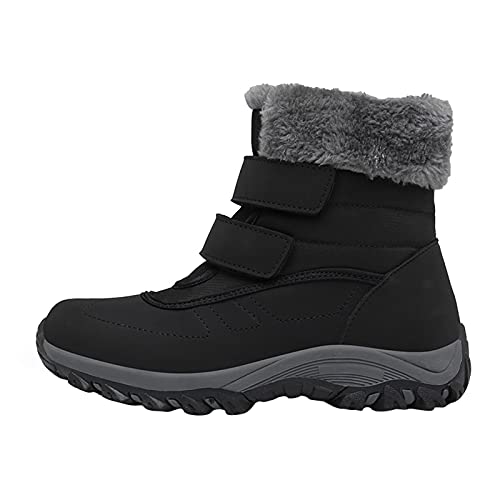 FGUUTYM 39-44Warm Gefüttert Schneestiefel,Schuhe Winter Mit Klettverschluss,Warm Stiefeletten,Gefüttert Kurzschaft Stiefel,Rutschfeste Schlupfstiefel,Lässiger Schuhe Damen Sneaker von FGUUTYM