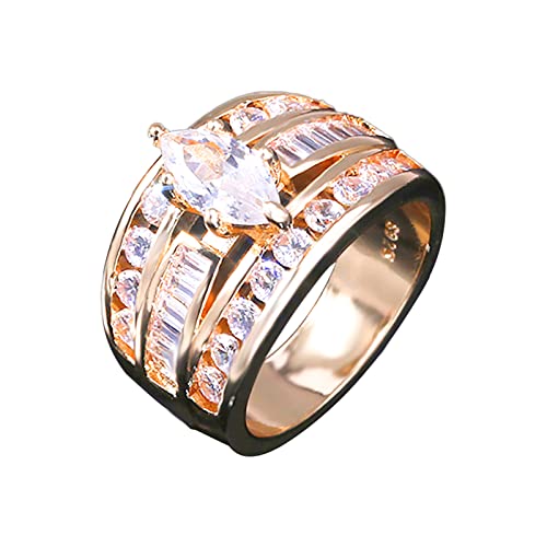 FGUUTYM Kinderwagen Ringe Verlobungsring Intarsien Mode Beliebte Damen Zirkon Schmuck Kupfer Geschenk Ringe Verete Ringe (Gold, 8) von FGUUTYM