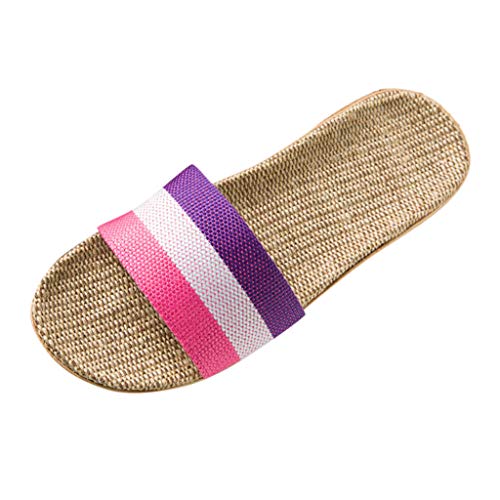 FGUUTYM Schuhe Strand Hausschuhe Toe Home Mode Leinen Flat innen offener -Slip Frauen Frauen-Pantoffel Schuhe Herren Slipper Blau (ZZB-Pink, 35-36) von FGUUTYM