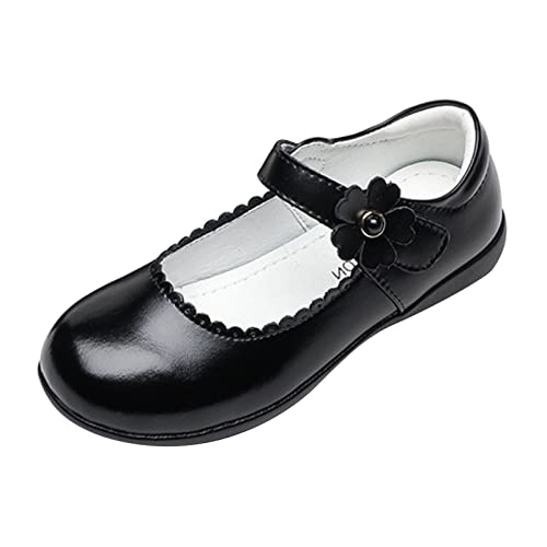 FGUUTYM Tanzschuhe MäDchen Schwarz: Prinzessin Schuhe Einzelne Schuhe Performance Kinderschuhe Schulschuhe Blume Kommunionsschuhe Festliche Schuhe Flach Lederschuhe Hochzeitsschuhe von FGUUTYM