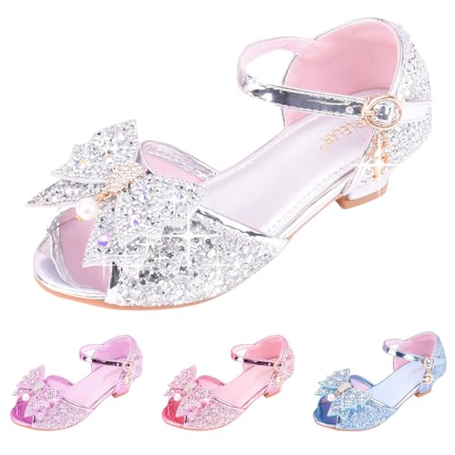 Mary Jane Festliche Kleidschuhe, Mary Jane Prinzessin Hochzeit Pumps Studenten Tanz Performance Schuhe Niedriger Absatz Glitzer Schuhe Pailletten Schleife Prinzessin Schuhe Mädchenschuhe von FGUUTYM