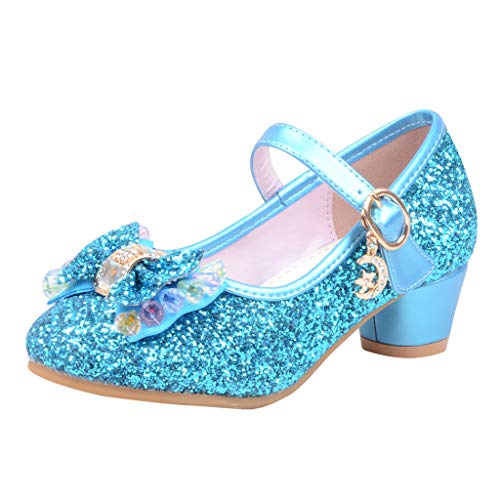 Strass Paillette Bowknot Prinzessin Schuhe, Glitzer Sandalen Kinder Mary Jane Schuhe Hochzeitsschuhe Mädchen Ballettschuhe Pailletten Prinzessin Cosplay Schuhe Mädchen Schuhe mit Absatz von FGUUTYM