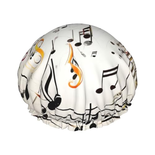 Duschhaube mit Musiknoten-Druck, wiederverwendbar, wasserdicht, Duschhaube für Damen und Herren, elastisches Band, Badehaarmütze, doppellagig, waschbar, Badekappe für alle Frisuren, reisefreundlich Duschhaube mit Musiknoten-Druck, wiederverwendbar, wasserdicht, Duschhaube für Damen und Herren, elastisches Band, Badehaarmütze, doppellagig, waschbar, Badekappe für alle Frisuren, reisefreundlich von FHEBNDS
