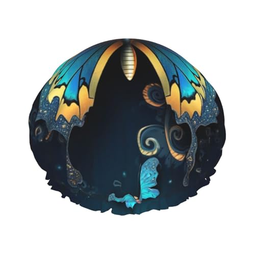 Elegante Schmetterlings-Duschhaube, wiederverwendbar, wasserdicht, Duschhaube für Damen und Herren, elastisches Band, Badehaarmütze, doppellagig, waschbar, Badekappe für alle Frisuren, reisefreundlich Elegante Schmetterlings-Duschhaube, wiederverwendbar, wasserdicht, Duschhaube für Damen und Herren, elastisches Band, Badehaarmütze, doppellagig, waschbar, Badekappe für alle Frisuren, reisefreundlich von FHEBNDS