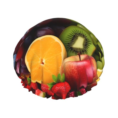 Fruits Duschhaube, wiederverwendbar, wasserdicht, Duschhaube für Damen und Herren, elastisches Band, Badehaarmütze, doppellagig, waschbar, Badekappe für alle Frisuren, reisefreundlich Fruits Duschhaube, wiederverwendbar, wasserdicht, Duschhaube für Damen und Herren, elastisches Band, Badehaarmütze, doppellagig, waschbar, Badekappe für alle Frisuren, reisefreundlich von FHEBNDS