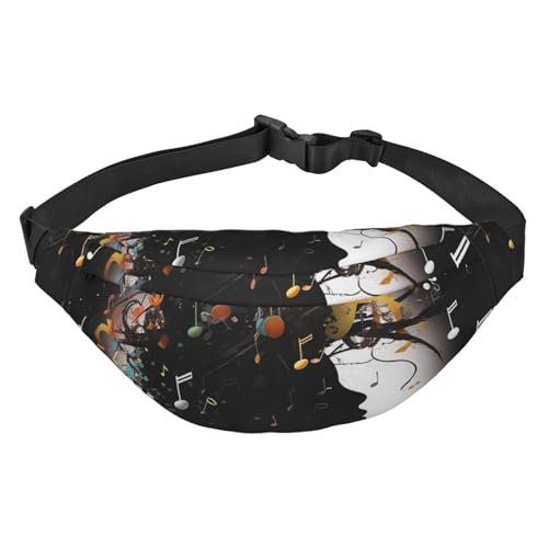 Gürteltasche mit Musikbild, für Damen und Herren, modische Hüfttasche, Umhängetasche, Geldbörse, Hüfttasche mit verstellbarem Riemen, wasserdichte Brusttasche für Reisen, Wandern, Sport, Schwarz, Gürteltasche mit Musikbild, für Damen und Herren, modische Hüfttasche, Umhängetasche, Geldbörse, Hüfttasche mit verstellbarem Riemen, wasserdichte Brusttasche für Reisen, Wandern, Sport, Schwarz, von FHEBNDS