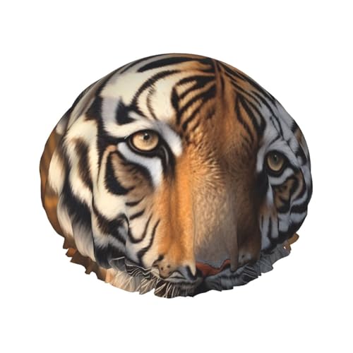 Tiger Duschhaube, wiederverwendbar, wasserdicht, Duschhaube für Damen und Herren, elastisches Band, Badehaarmut, doppellagig, waschbar, Badekappe für alle Frisuren, reisefreundlich Tiger Duschhaube, wiederverwendbar, wasserdicht, Duschhaube für Damen und Herren, elastisches Band, Badehaarmut, doppellagig, waschbar, Badekappe für alle Frisuren, reisefreundlich von FHEBNDS