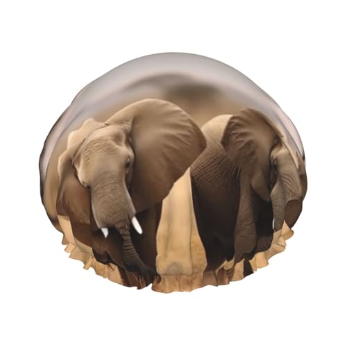 Wilde Tiere Elefanten Duschhaube, wiederverwendbar, wasserdicht, Duschhaube für Damen und Herren, elastisches Band, Badehaarmütze, doppellagig, waschbar, Badekappe für alle Frisuren, reisefreundlich Wilde Tiere Elefanten Duschhaube, wiederverwendbar, wasserdicht, Duschhaube für Damen und Herren, elastisches Band, Badehaarmütze, doppellagig, waschbar, Badekappe für alle Frisuren, reisefreundlich von FHEBNDS
