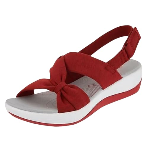 FIENZA Remonte Sandalen Damen Orthopedische Sommer Bequem Keilabsatz Schuhe Damen Elastische KnöChelriemen Plateau Backstrap Sandalen Mit FußGewöLbeunterstüTzung Sportsandale Mit Klettverschluss von FIENZA