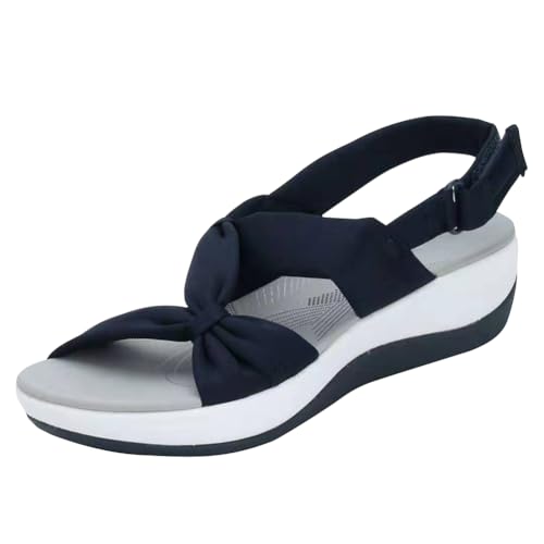 FIENZA Remonte Sandalen Damen Orthopedische Sommer Bequem Keilabsatz Schuhe Damen Elastische KnöChelriemen Plateau Backstrap Sandalen Mit FußGewöLbeunterstüTzung Sportsandale Mit Klettverschluss von FIENZA