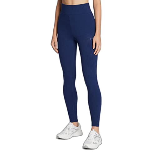 FILA Damen BOZCAADA high Waist Rib Leggings Hose, Medieval Blue, M von FILA