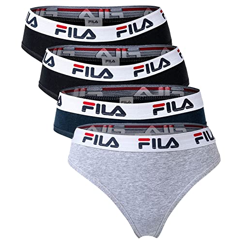 FILA Damen Slip - 4er Pack Briefs (Schwarz/Grau/Marine, L) von FILA