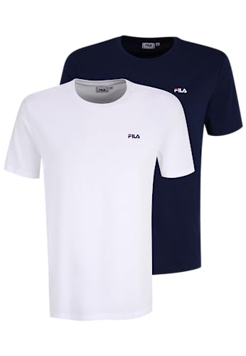 FILA Herren Brod Thee/Dubbel Pack T Shirt, Bright White-medieval Blue, M EU von FILA