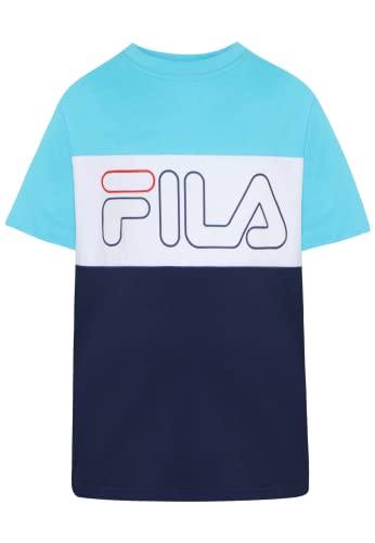 FILA Unisex Kinder SONTAM Blocked Logo T-Shirt, Blue Atoll-Medieval Blue-Bright White, 122/128 von FILA