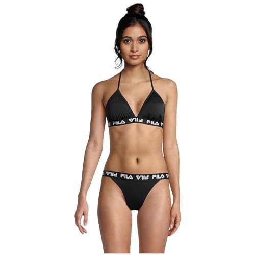 FILA Women's Split Triangle Bikini, Black, S von FILA