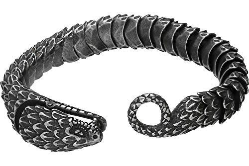 FILANGO Chirurgenstahl Armband SCHLANGE | Ringverschluss | Herren Damen Schmuck grau silberfarben von FILANGO