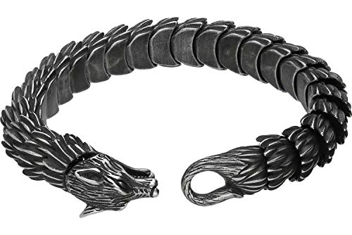 FILANGO Chirurgenstahl Armband WOLF | Ringverschluss | Herren Damen Schmuck grau silberfarben von FILANGO