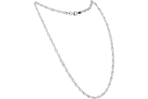 FILANGO Halskette Unisex 925er Silber Singapur Kette Karabinerverschluss rhodiniert & hochglanzpoliert 3,0 mm x 55 cm von FILANGO