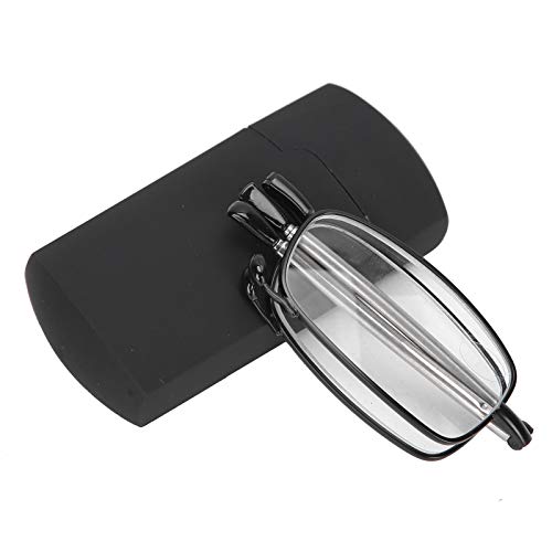 Lesebrille Fashion Folding Readers Tragbare Presbyopie-Brille aus Edelstahl mit Aufbewahrungsbox für Männer und Frauen (Schwarz)(+200) von FILFEEL