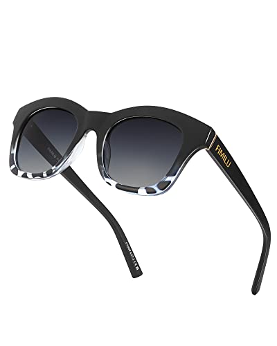 FIMILU Sonnenbrille Damen Polarisierte Schwarz UV400 Schutz Rechteck Retro Unisex Klassische Fahrende Brille für Reise Wandern und Alltag von FIMILU