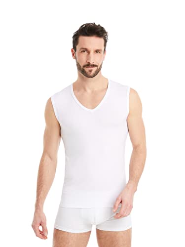 FINN Business Unterhemd Herren Ärmellos mit V-Ausschnitt - Unterziehshirt Männer aus original Lenzing® Modal Stoff - Das perfekte Tank-Top unter Hemd und Anzug Weiß Weiss S von FINN