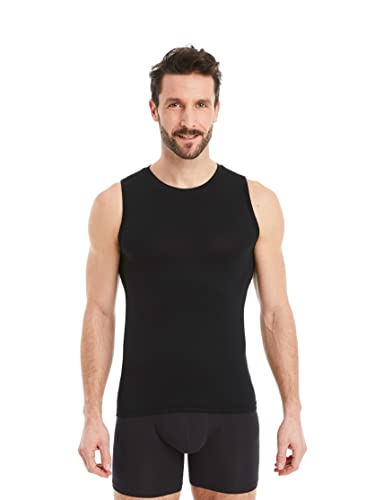 FINN Business Unterhemd Herren Ärmellos mit Rundhals-Ausschnitt - Unterziehshirt Männer aus original Lenzing® Modal Stoff - Das perfekte Tank-Top unter Hemd und Anzug Schwarz L von FINN