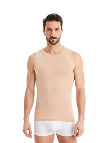 FINN Business Unterhemd Herren Ärmellos mit Rundhals-Ausschnitt - Unterziehshirt Männer aus original Lenzing® Modal Stoff - Das perfekte Tank-Top unter Hemd und Anzug Hautfarbe Nude L von FINN