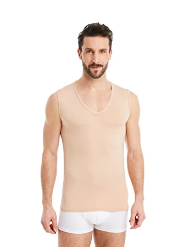 FINN Business Unterhemd Herren Ärmellos mit V-Ausschnitt - Unterziehshirt Männer aus original Lenzing® Modal Stoff - Das perfekte Tank-Top unter Hemd und Anzug Hautfarbe Nude M von FINN