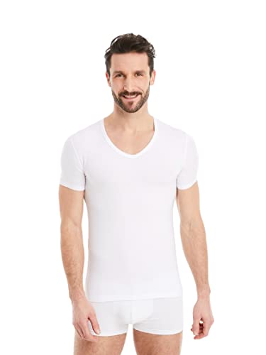 FINN Business Unterhemd Herren Kurzarm mit V-Ausschnitt - Unterziehshirt Männer aus original Lenzing® Modal Stoff - Das perfekte T-Shirt unter Hemd und Anzug Weiß Weiss L von FINN