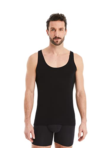 FINN Business Unterhemd Herren Ärmelloses Tank-Top - Unterziehshirt Männer aus original Lenzing® Modal Stoff - Das perfekte Achsel-Shirt unter Hemd und Anzug Schwarz L von FINN