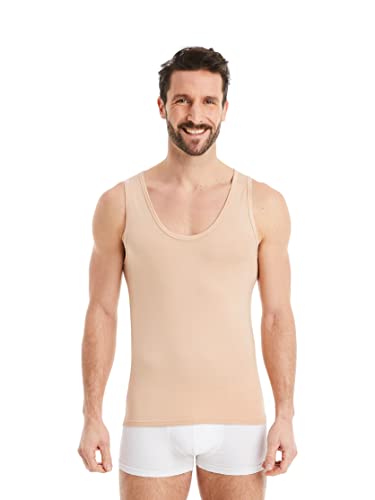 FINN Business Unterhemd Herren Ärmelloses Tank-Top - Unterziehshirt Männer aus original Lenzing® Modal Stoff - Das perfekte Achsel-Shirt unter Hemd und Anzug Hautfarbe Nude L von FINN