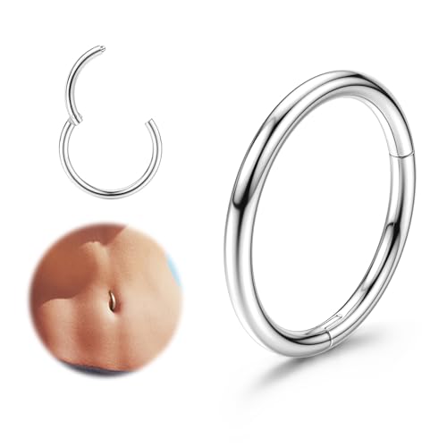 FIOROYAL 14G Bauchnabelpiercing Hoop für Frauen Männer Bauchnabel Ring Piercing 316L Edelstahl Nabel Ring Shiny CZ Opal Scharnier Nahtlose Bauch Knopf Hoop Piercing Schmuck 8mm/10mm/12mm(AS-12) von FIOROYAL