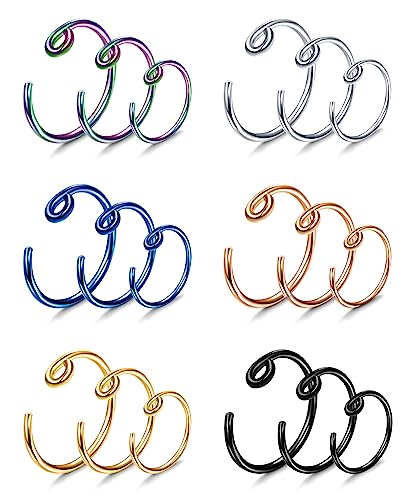 FIOROYAL 18 Stück Fake Nose Ring G23 Titan Fake Nasenpiercing für Frauen Männer Fake Piercing Nasenring Hoop Fake Künstliche Fake Lippen Ohr Fake Septum Nase Ring 20G-C von FIOROYAL