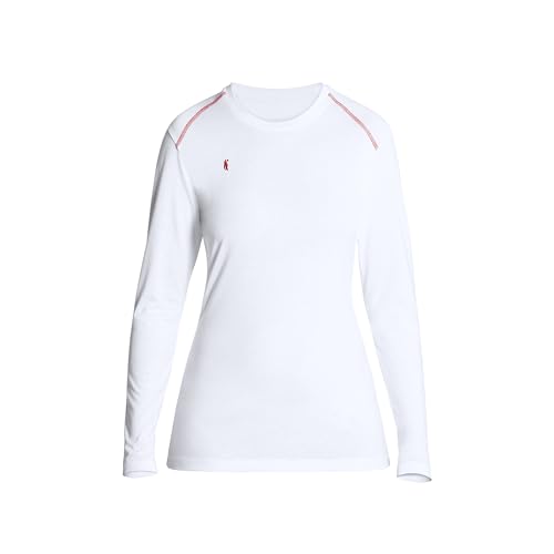 FIRELINER Langarmshirt Damen Rundhals weiß Größe 40-42 I Langarmshirt für Freizeit und Sport I Material: Lyocell I Oberteile für Damen, weich, elastisch, kühlend von FIRELINER