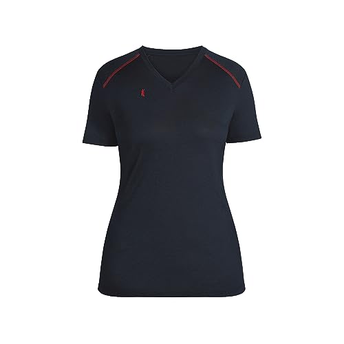 FIRELINER T-Shirt Damen V-Ausschnitt dunkelblau Gr. 42 I T Shirt für Freizeit, Sport & Beruf I Material: Lyocell I Oberteile Damen, weich, elastisch, kühlend von FIRELINER