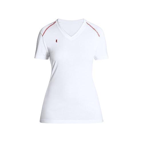 FIRELINER T-Shirt Damen V-Ausschnitt - weiß Gr.38 I T Shirt für Freizeit, Sport und Beruf I Material: Lyocell I Oberteile Damen, weich, elastisch & kühlend von FIRELINER