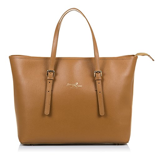 FIRENZE ARTEGIANI Bolso Tote De Mujer Piel Auténtica, Acabado Saffiano Umhängetasche, 38 cm, Braun (Cuero) von FIRENZE ARTEGIANI