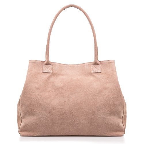 FIRENZE ARTEGIANI. Damen-Handtasche aus echtem Leder, aus echtem Leder, weich, Haptik, Shopper-Tasche, Schultertasche für Damen, hergestellt in Italien, Nude, 40x20x30 cm, von FIRENZE ARTEGIANI