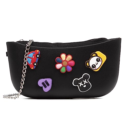 FIRENZE ARTEGIANI Libelulla Schultertasche aus EVA-Gummi, mit Gurt und Innentasche, 24 x 7 x 11 cm, Farbe: Schwarz, Schwarz, Utility von FIRENZE ARTEGIANI