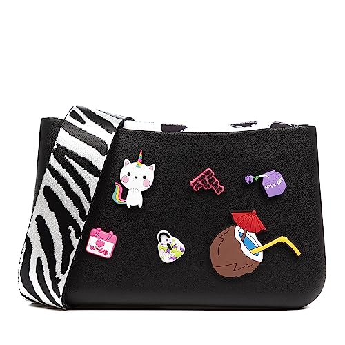 FIRENZE ARTEGIANI Libelulla Schultertasche aus EVA-Gummi mit verstellbarem Tragegurt und bedruckter Innentasche, austauschbar, 27 x 8 x 17 cm, Farbe: Schwarz, Schwarz, Utility von FIRENZE ARTEGIANI