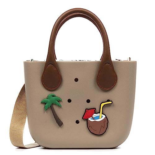 FIRENZE ARTEGIANI Libelulla Schultertasche aus EVA-Schaum, mit personalisierbarem Charms und bedrucktem Innentasche, Griffe und Innentasche austauschbar, 28 x 10 x 20 cm, Farbe: Khaki, kaki, Utility von FIRENZE ARTEGIANI