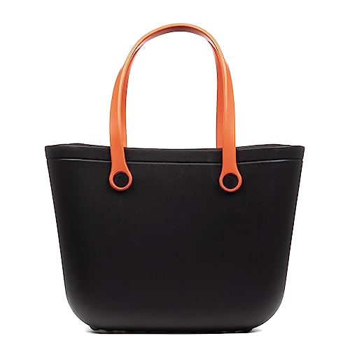 FIRENZE ARTEGIANI Libelulla Shopper Strandtasche aus EVA-Gummi mit passenden austauschbaren Griffen, 47 x 24 x 33 cm, Farbe: Schwarz, Schwarz, Utility von FIRENZE ARTEGIANI