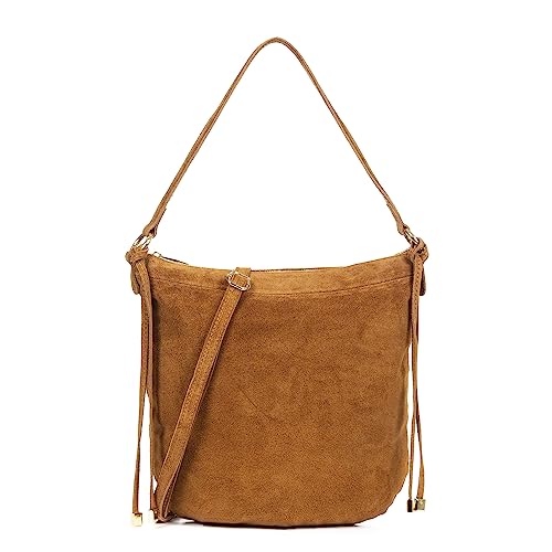 FIRENZE ARTEGIANI. Acquacanina Schultertasche für Damen. Echtleder, Wildleder, 33 x 4,5 x 35 cm. Farbe: Leder, Leder, Utility von FIRENZE ARTEGIANI