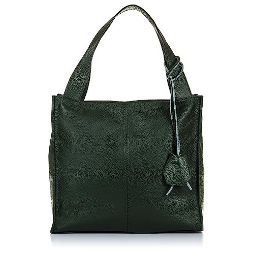 FIRENZE ARTEGIANI. Agazzano Schultertasche für Damen, Echtleder, 34 x 14 x 32 cm, Farbe: Dunkelgrün, Dunkelgrün, Utility von FIRENZE ARTEGIANI