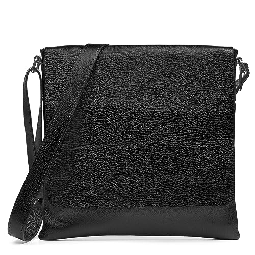 FIRENZE ARTEGIANI. Agnadello Messenger Tasche Damen Echtleder Dollaro 33x5x33cm Farbe: schwarz, Schwarz, Utility von FIRENZE ARTEGIANI